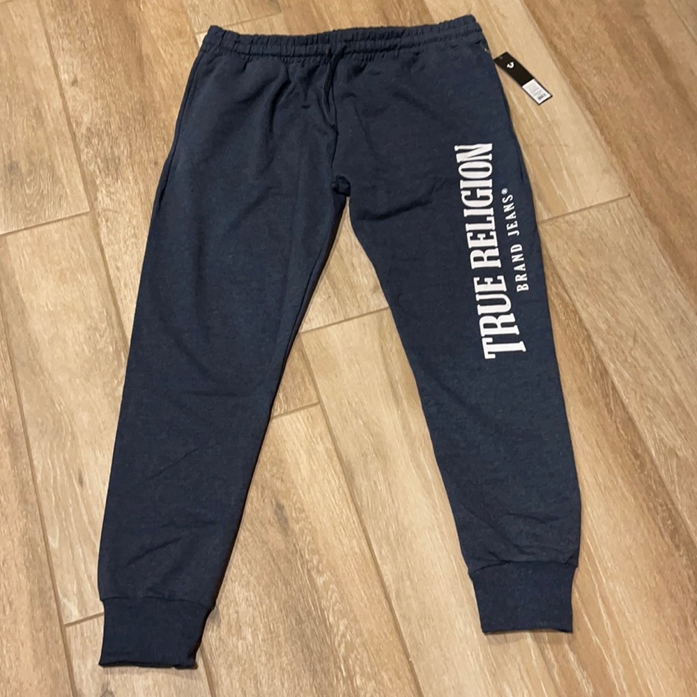 TRUE RELIGION Loungewear Joggers Blue/White LARGE